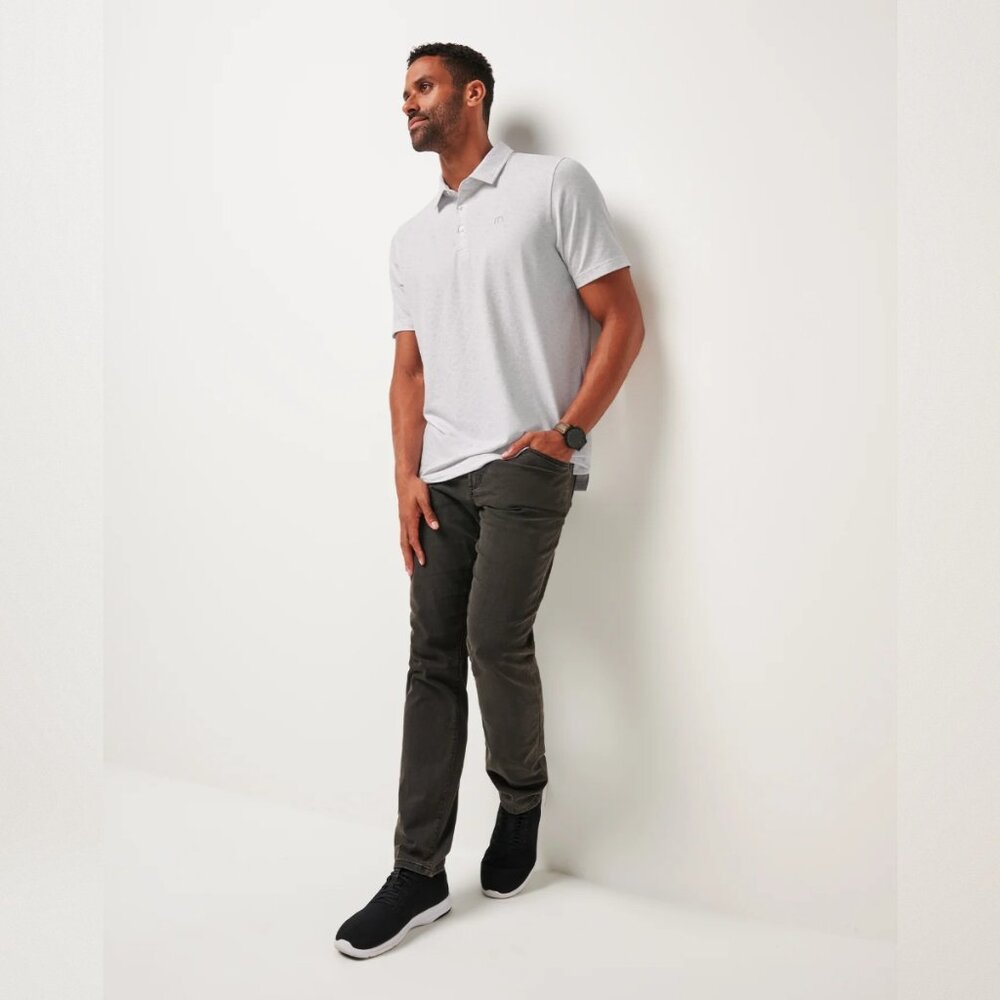 NWT Mens Travis Mathew Size XXL White Tonal Geo Print Free Passage Golf Polo